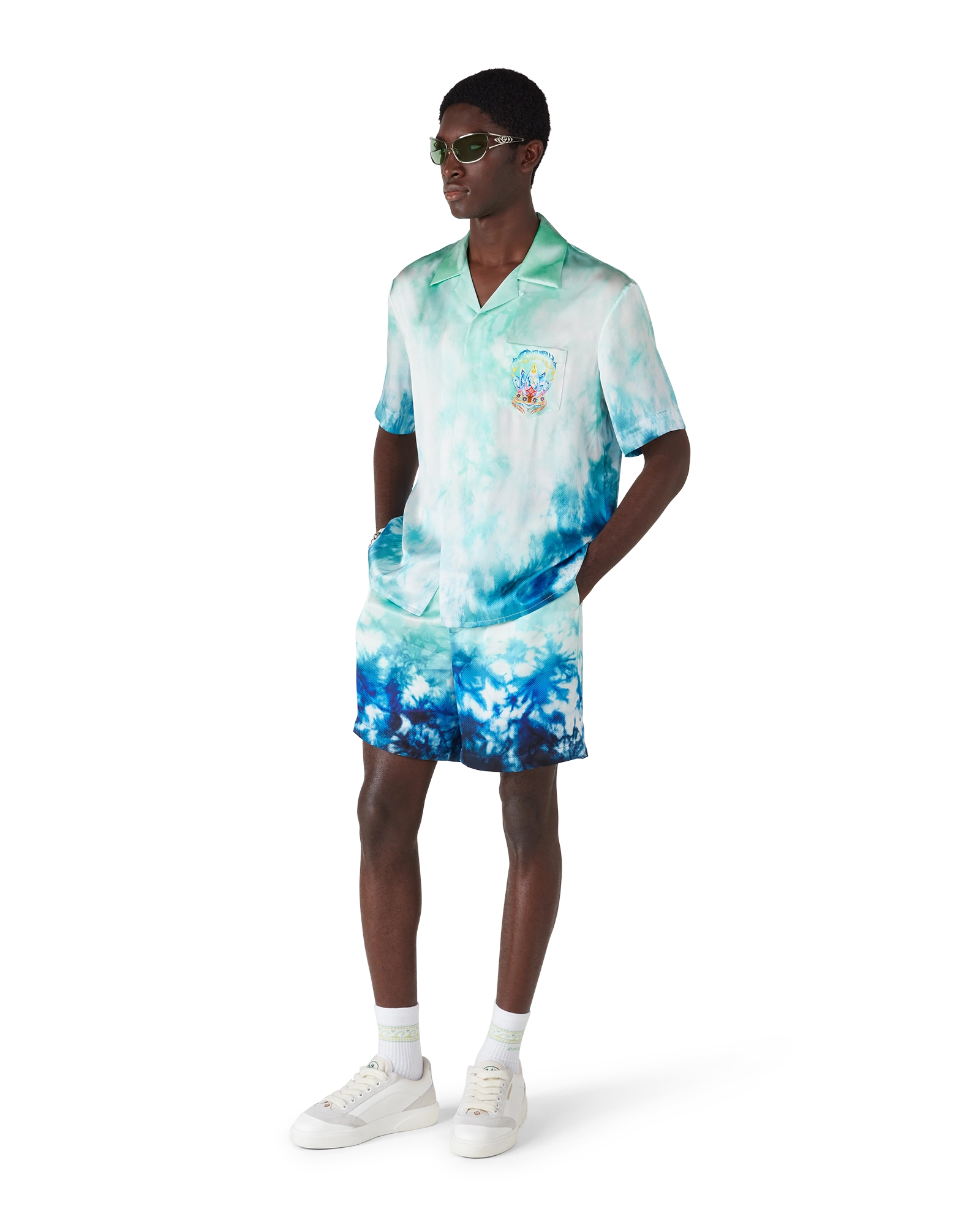 Surf Lotus Short Sleeve Silk Shirt