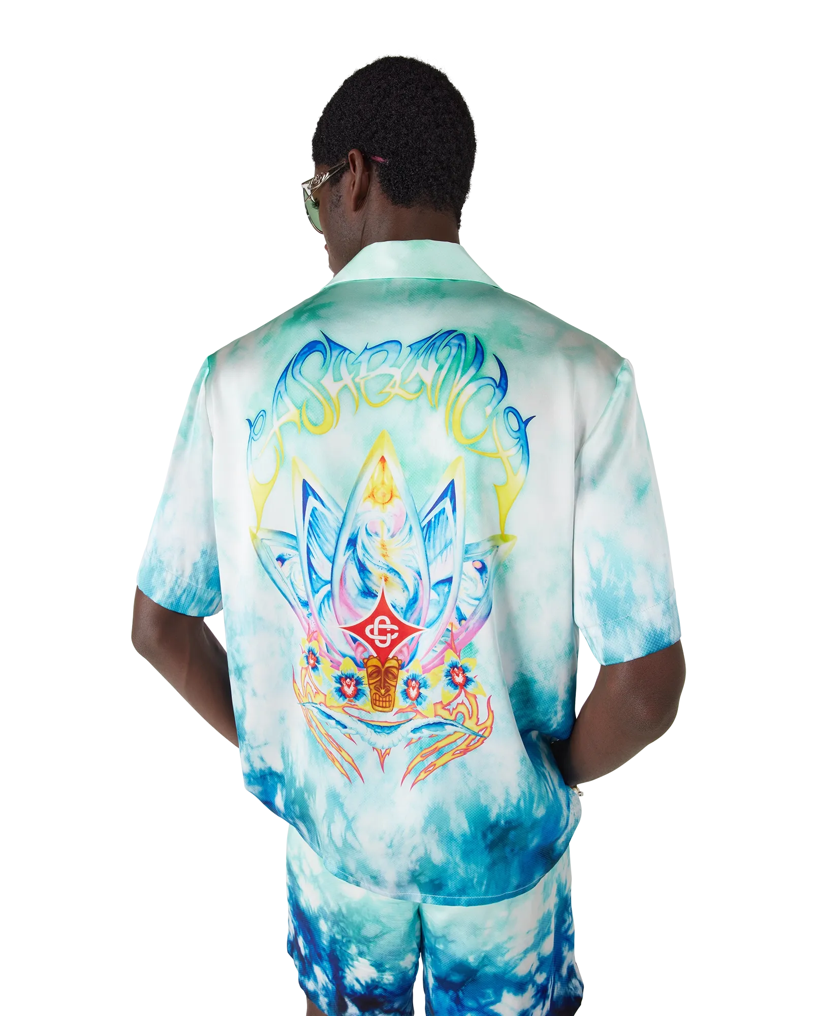 Surf Lotus Short Sleeve Silk Shirt