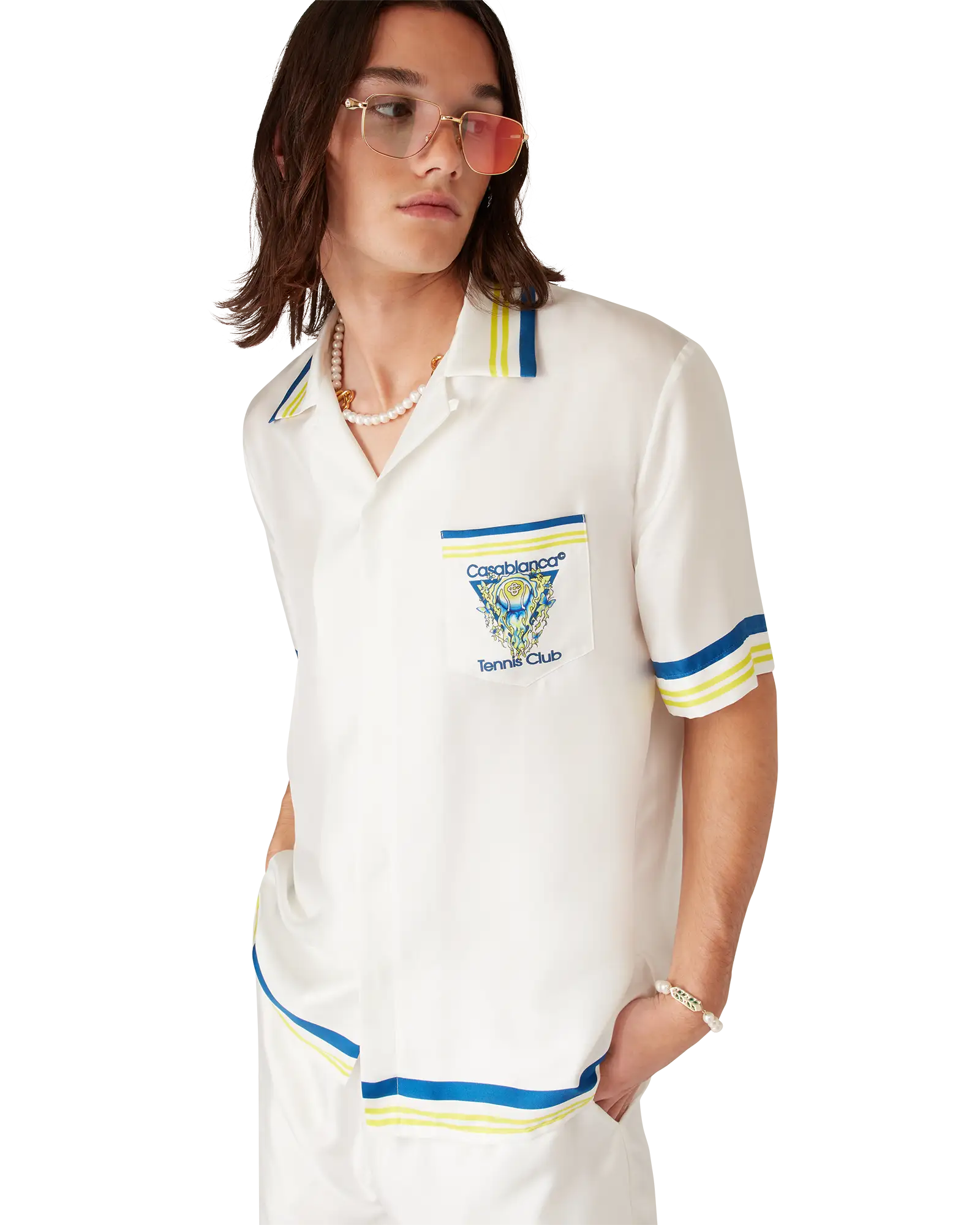 Tennis Club Short Sleeve Silk Shirt