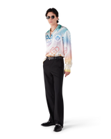 Chemise à manches longues en soie à logo Halftone