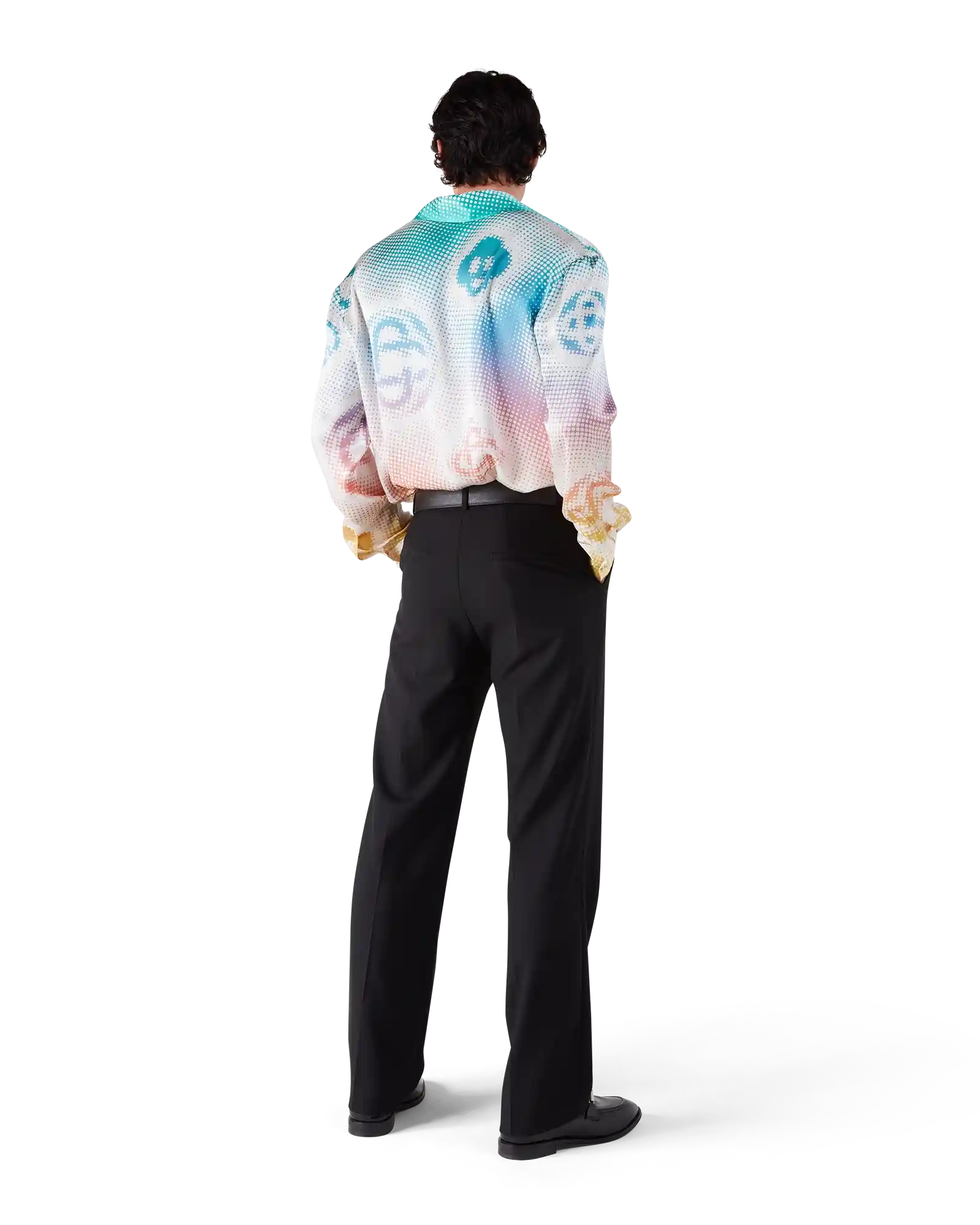 Halftone Logo Long Sleeve Silk Shirt