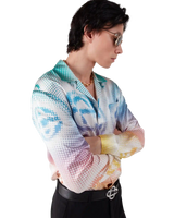 Chemise à manches longues en soie à logo Halftone