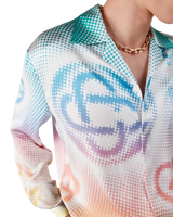 Chemise à manches longues en soie à logo Halftone