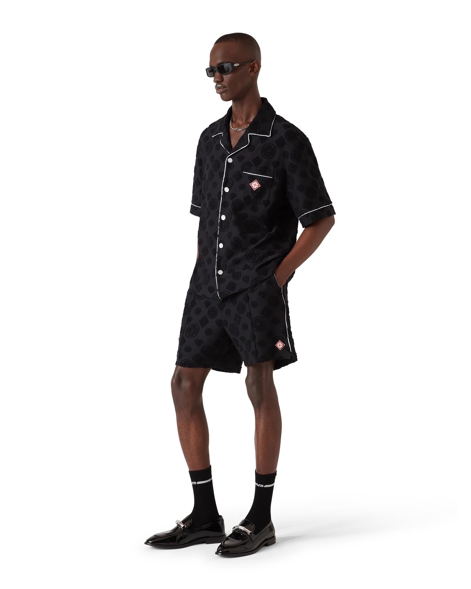 Towelling Monogram Short Sleeve Shirt