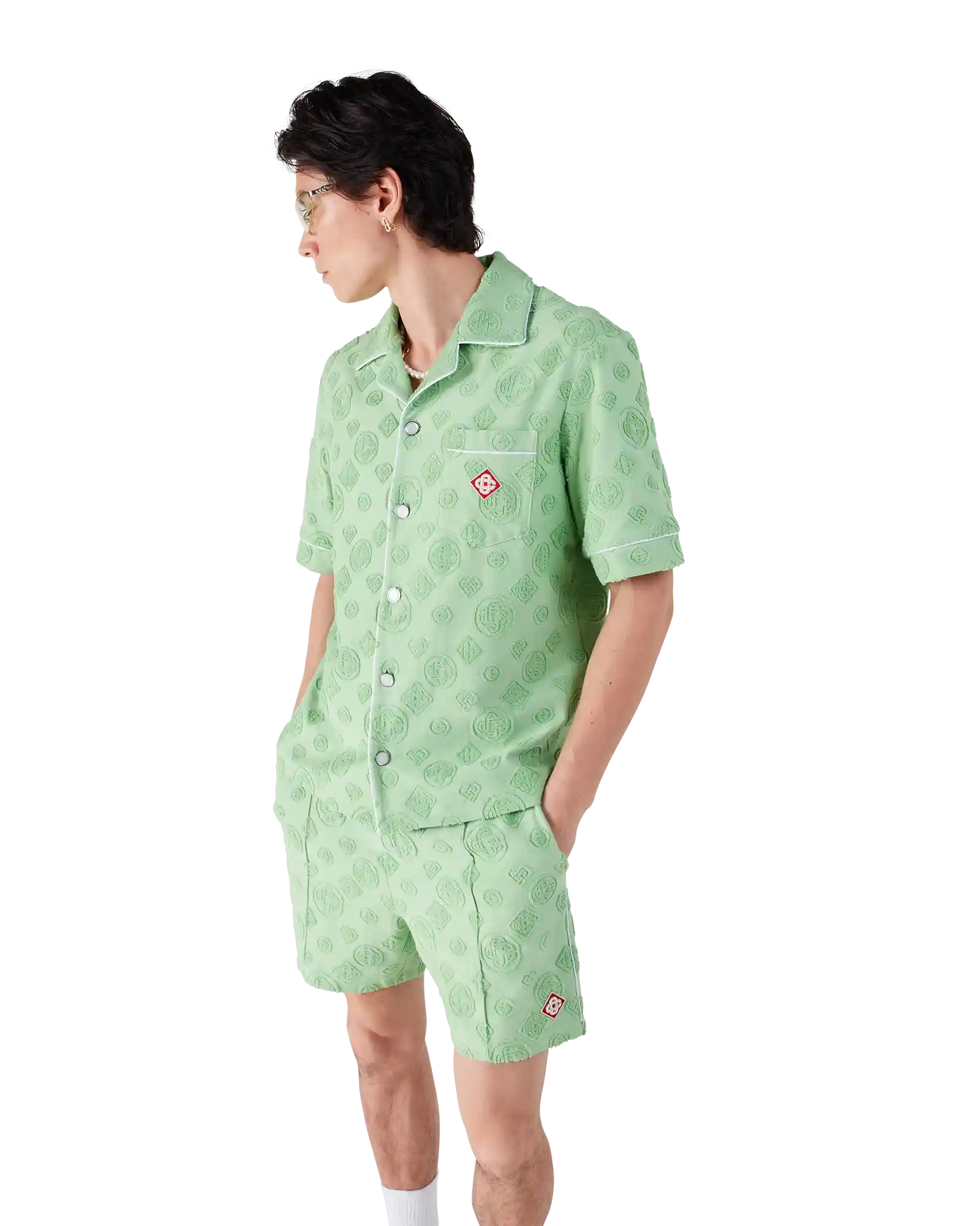 Towelling Monogram Short Sleeve Shirt