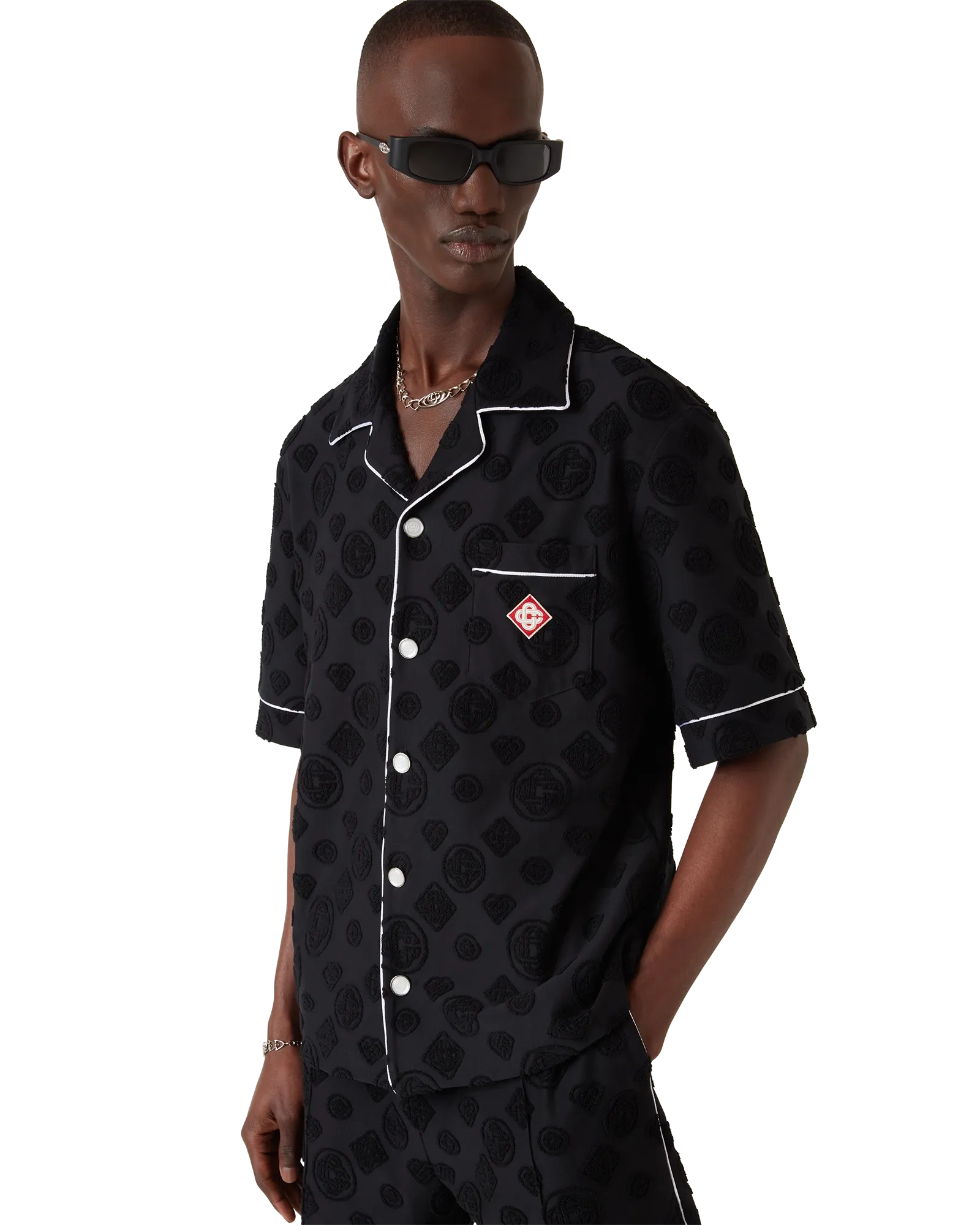 Towelling Monogram Short Sleeve Shirt