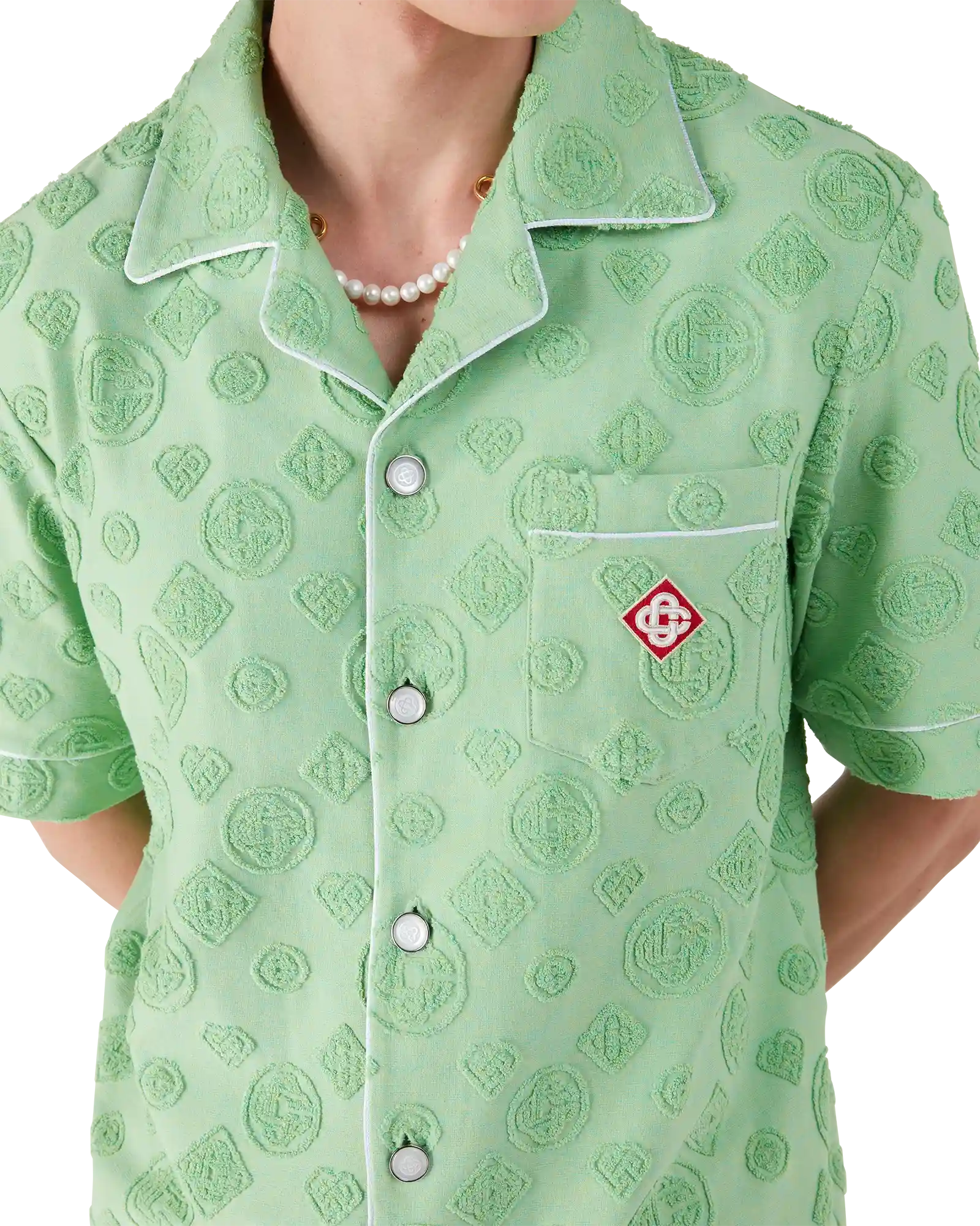 Towelling Monogram Short Sleeve Shirt