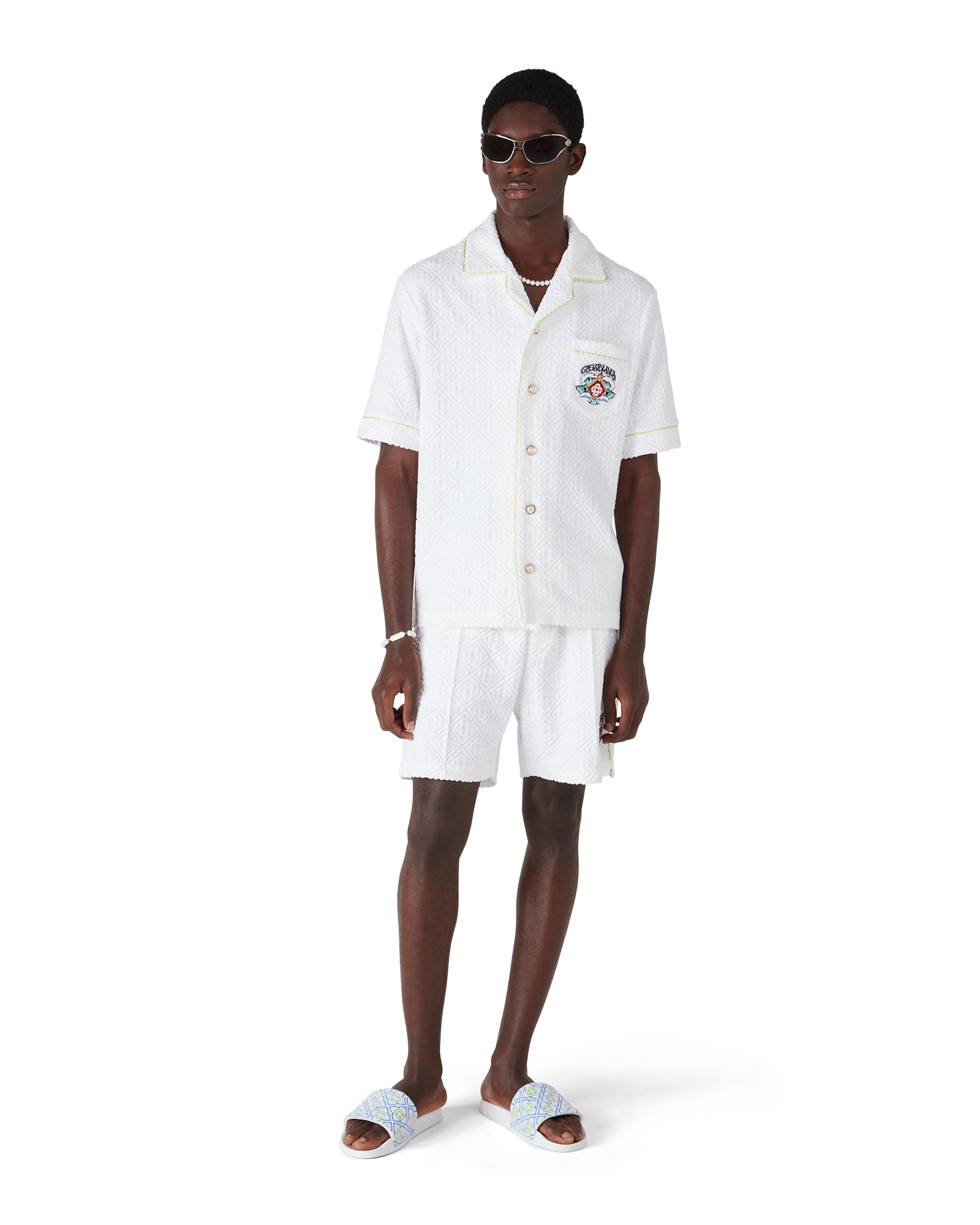 White Short Sleeve Towelling Shirt