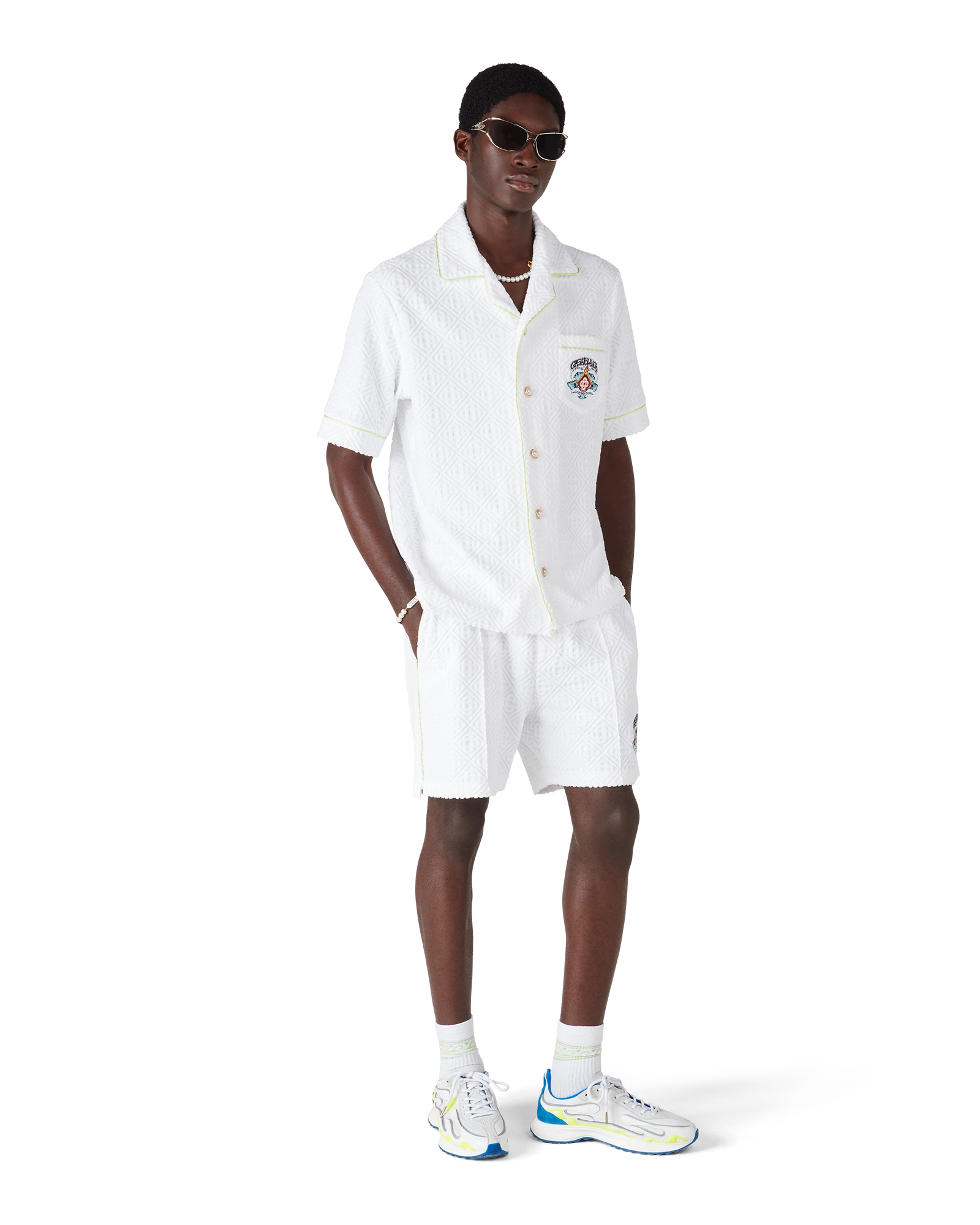 White Short Sleeve Towelling Shirt