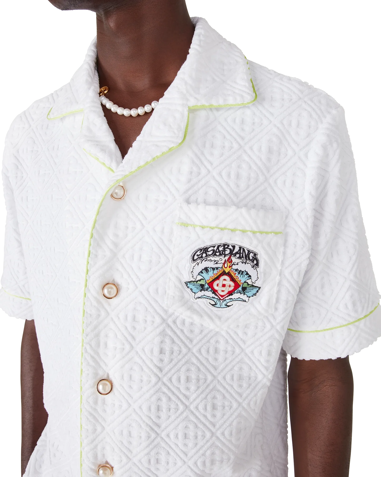 White Short Sleeve Towelling Shirt