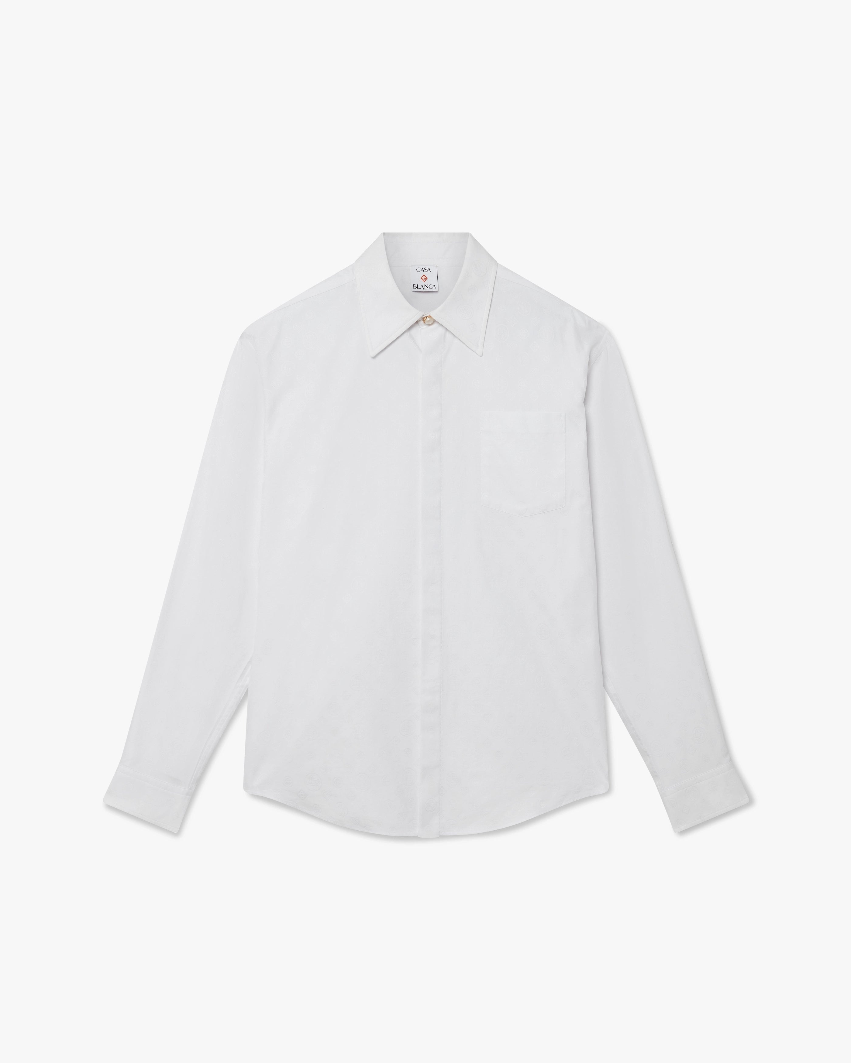 White Monogram Long Sleeve Shirt