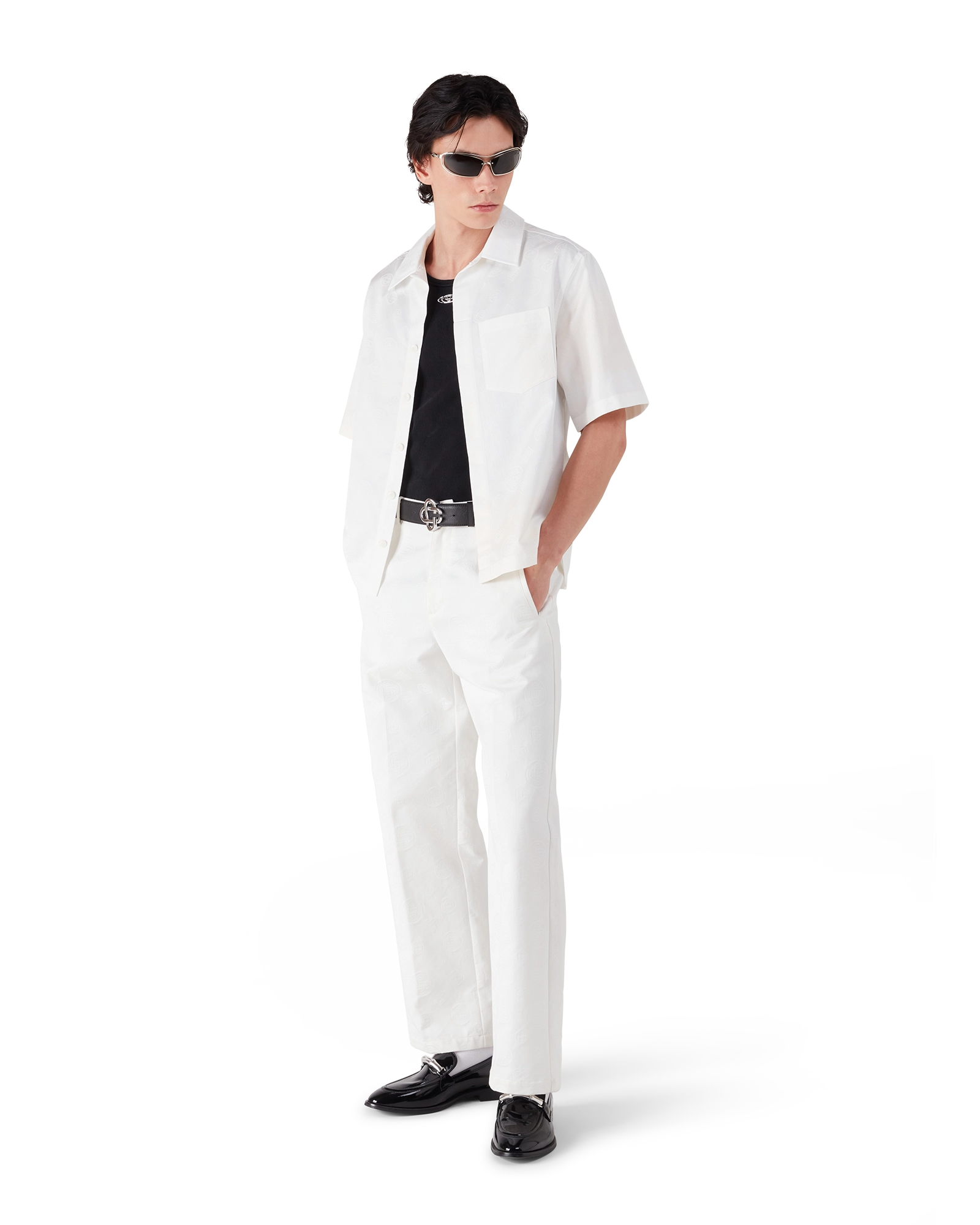 White Monogram Short Sleeve Shirt