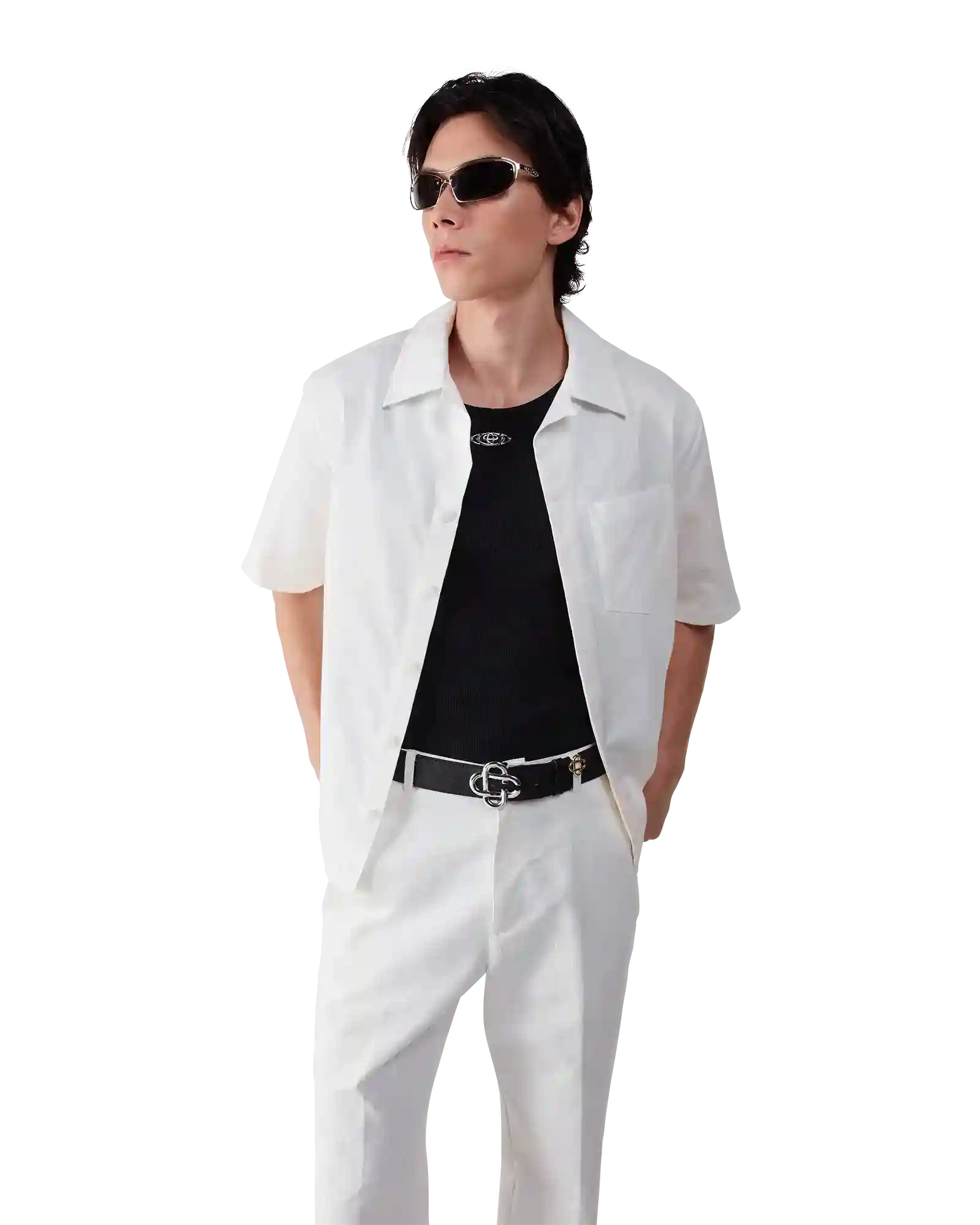 White Monogram Short Sleeve Shirt