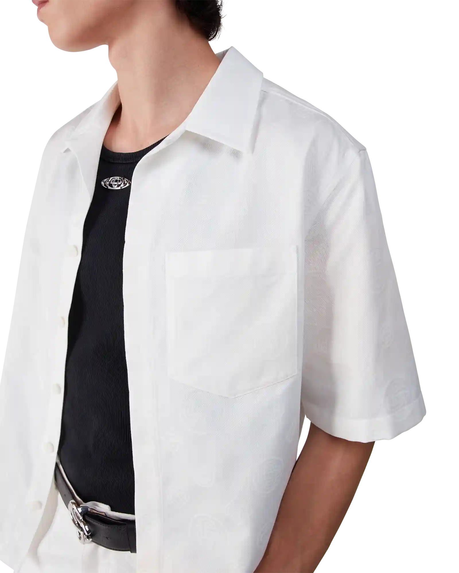 White Monogram Short Sleeve Shirt