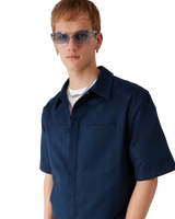 Navy Monogram Short Sleeve Shirt