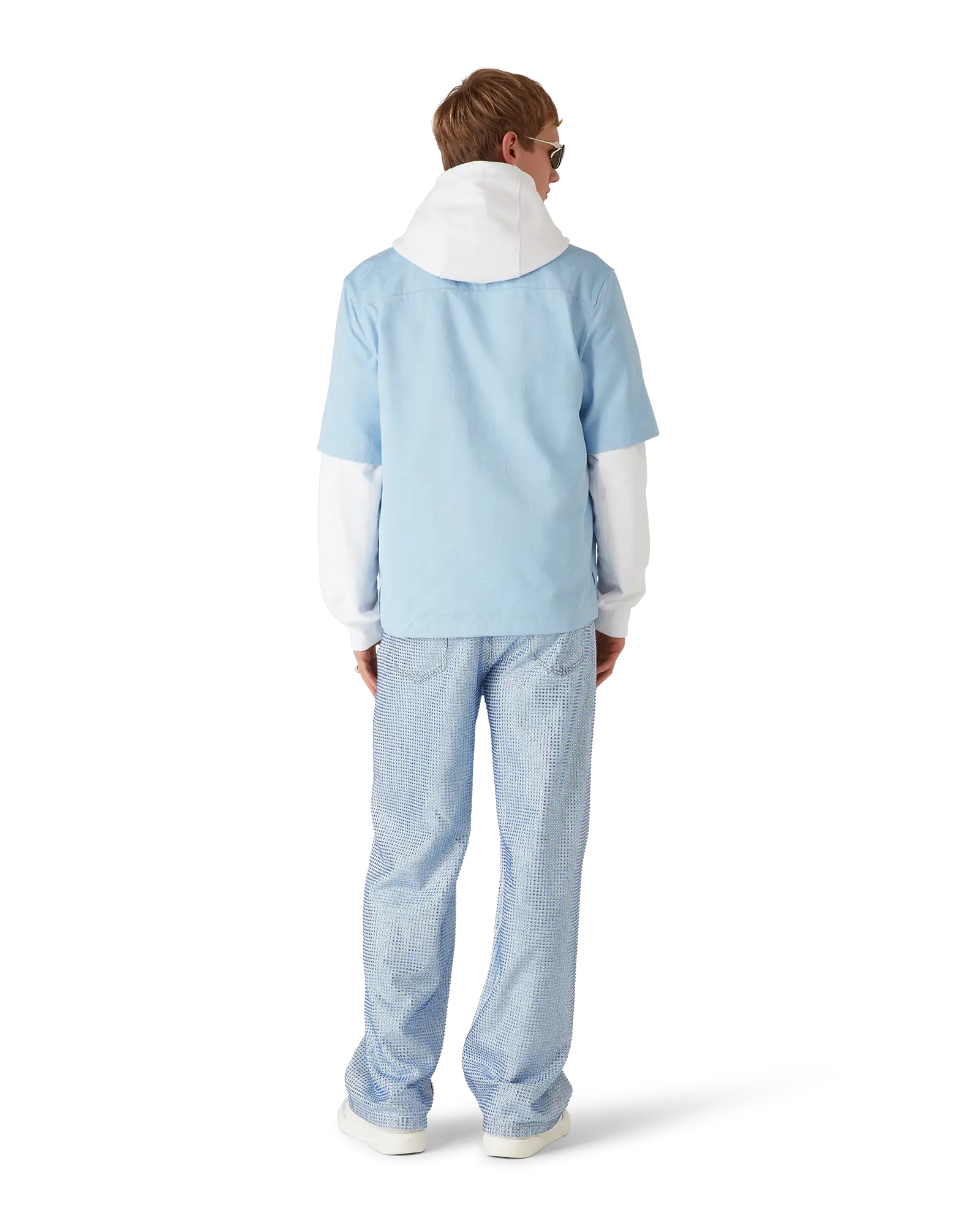 Light Blue Monogram Short Sleeve Shirt