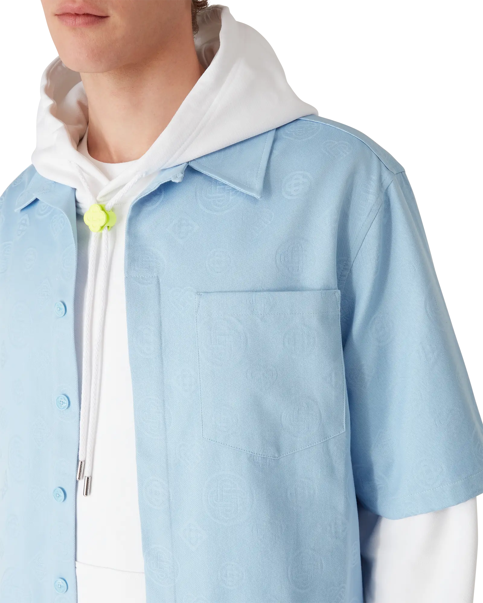 Light Blue Monogram Short Sleeve Shirt