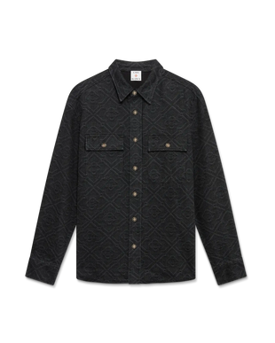 Black Laser Long Sleeve Denim Shirt
