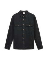 Black Laser Long Sleeve Denim Shirt