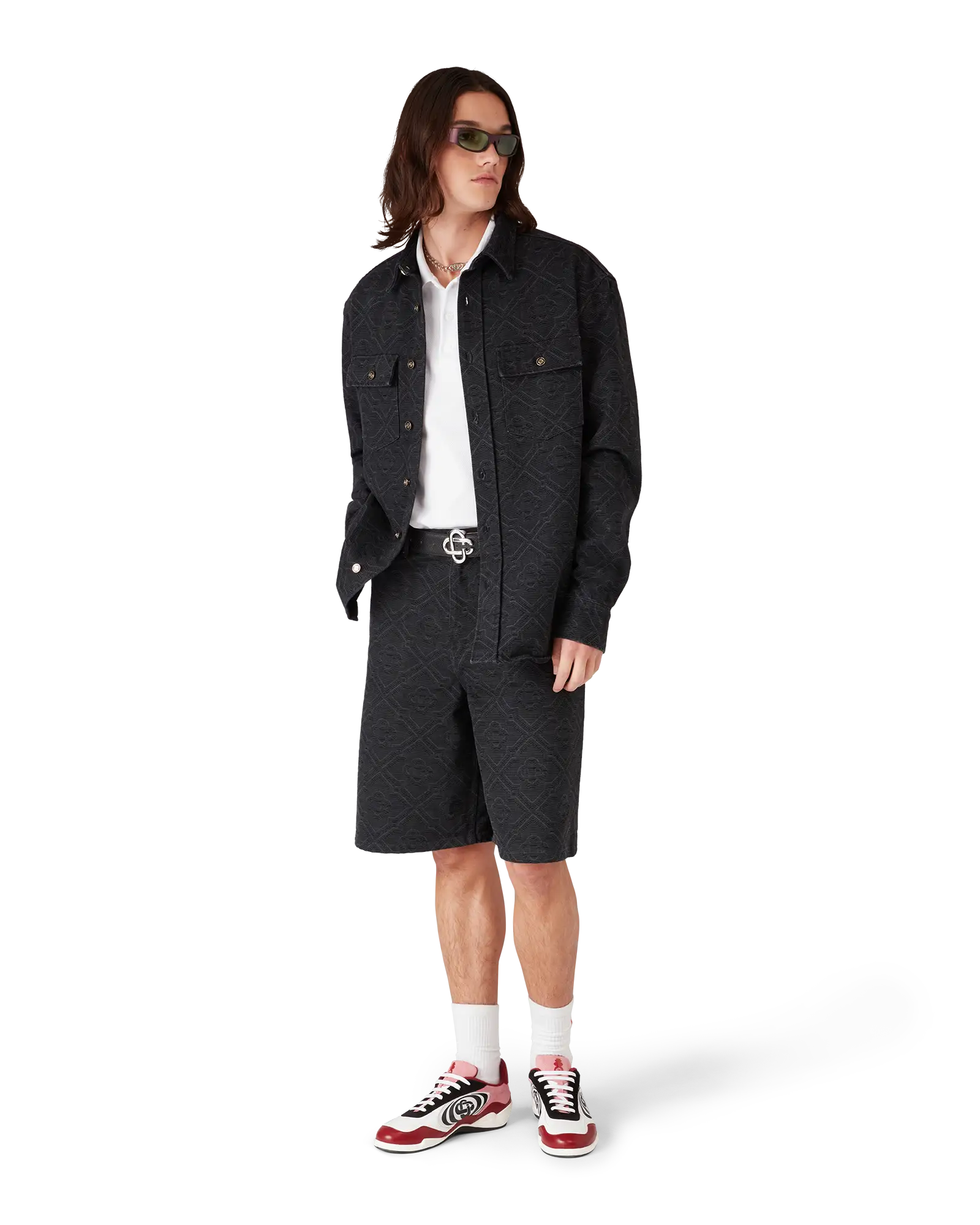 Black Laser Long Sleeve Denim Shirt