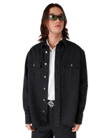 Black Laser Long Sleeve Denim Shirt