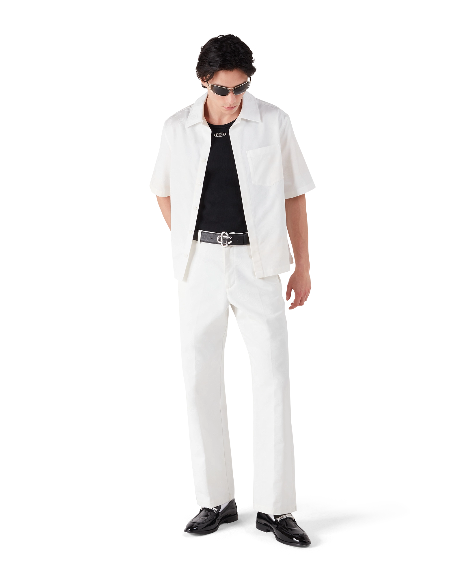 White Monogram Chino Trousers