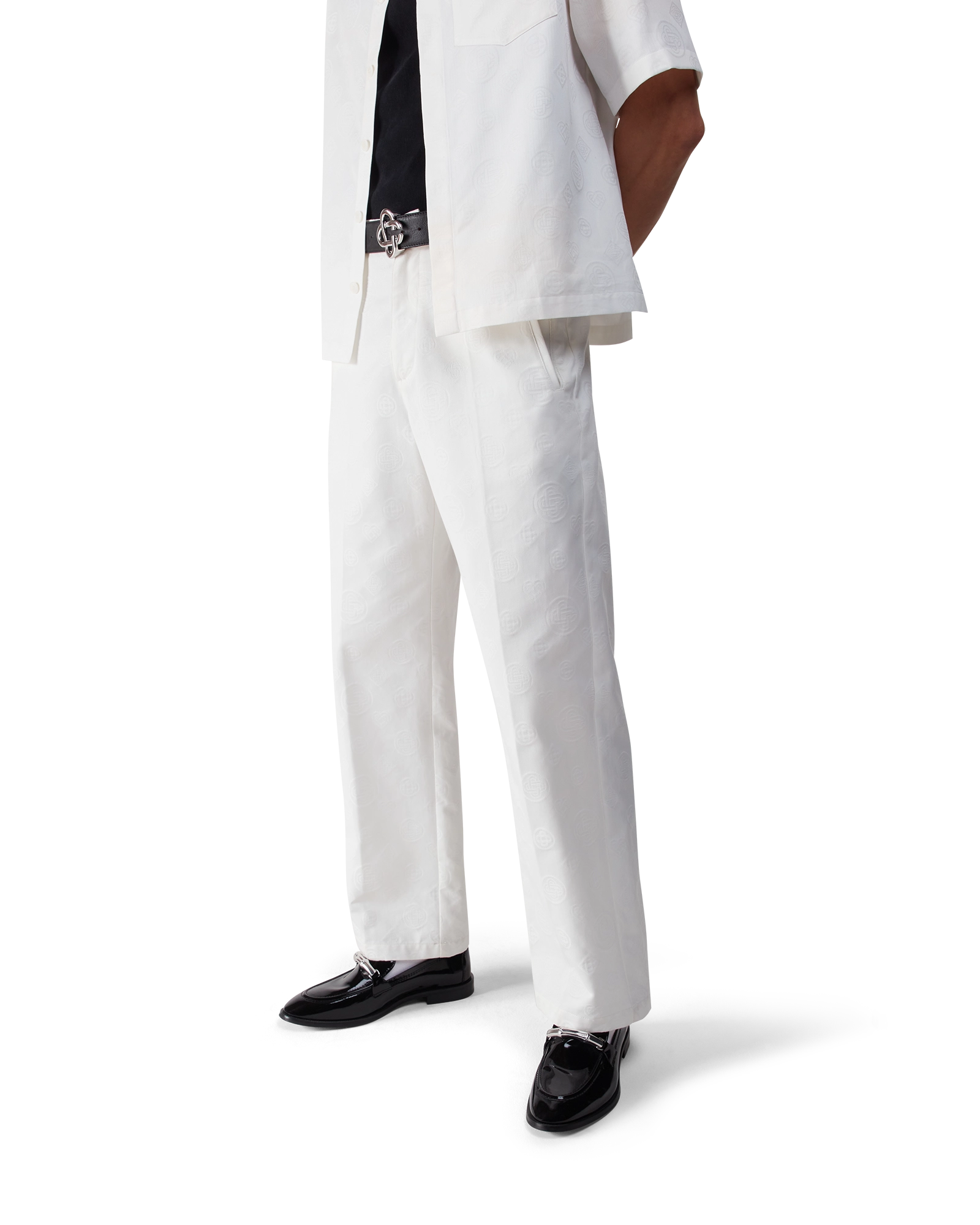 White Monogram Chino Trousers