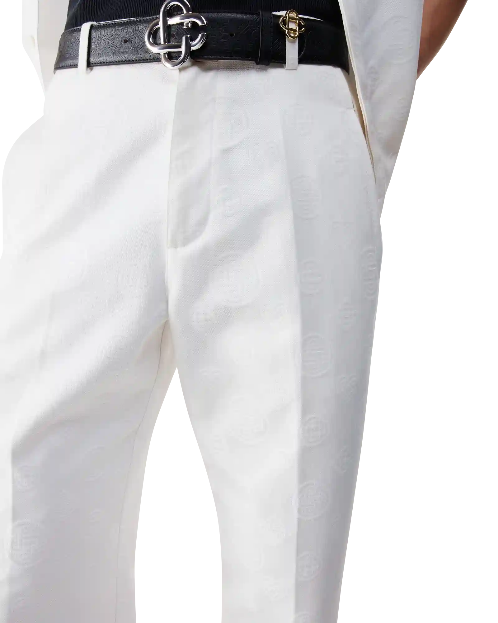 White Monogram Chino Trousers