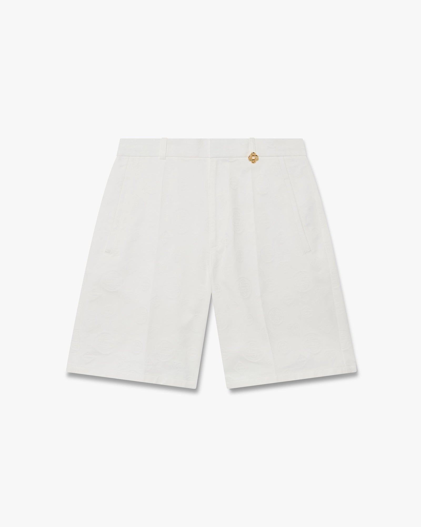White Monogram Shorts