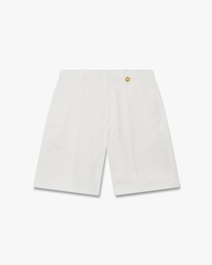 White Monogram Shorts