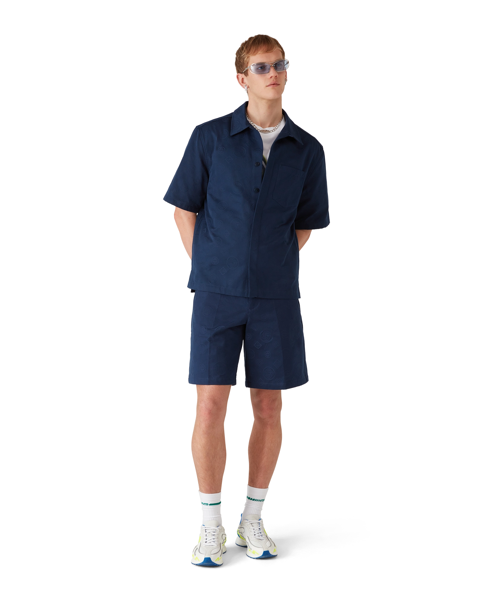 Navy Monogram Shorts