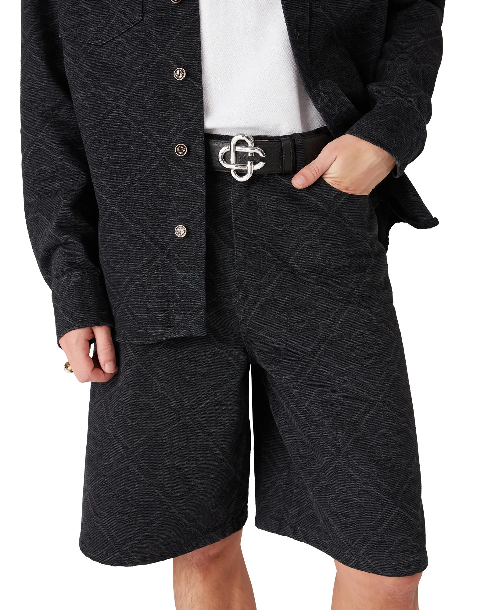 Laser Monogram Denim Shorts