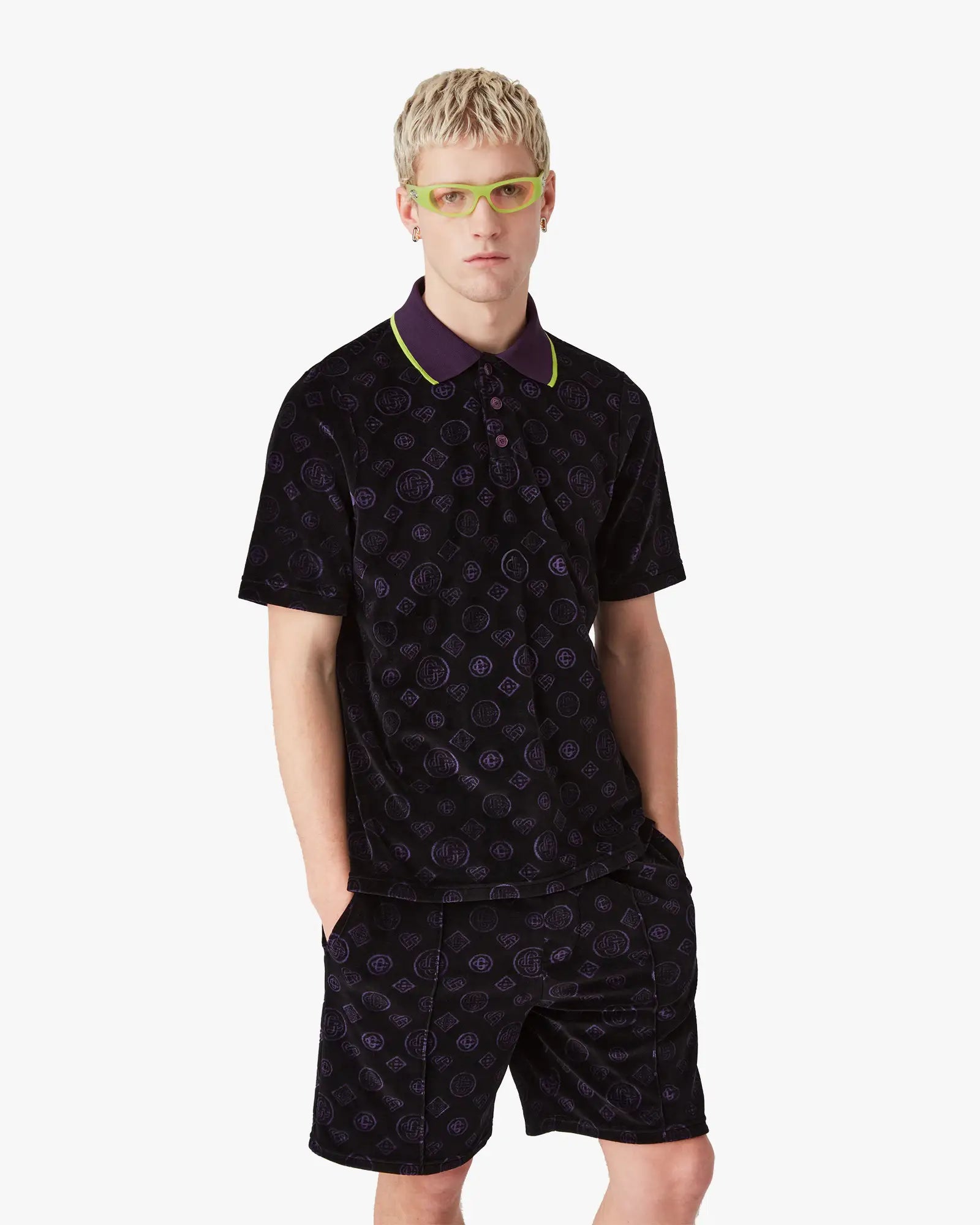 Purple Monogram Velour Polo Shirt