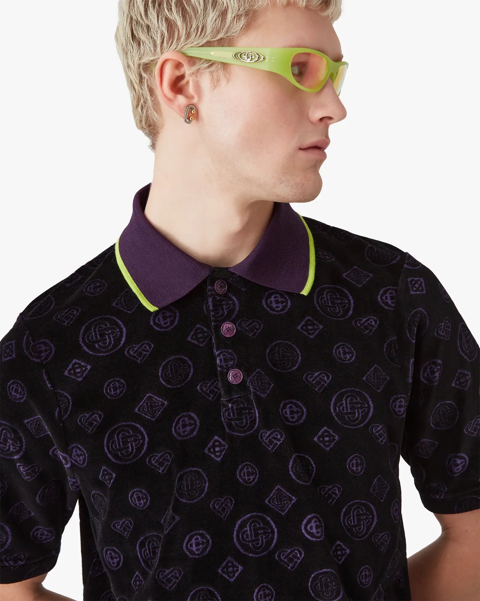 Purple Monogram Velour Polo Shirt