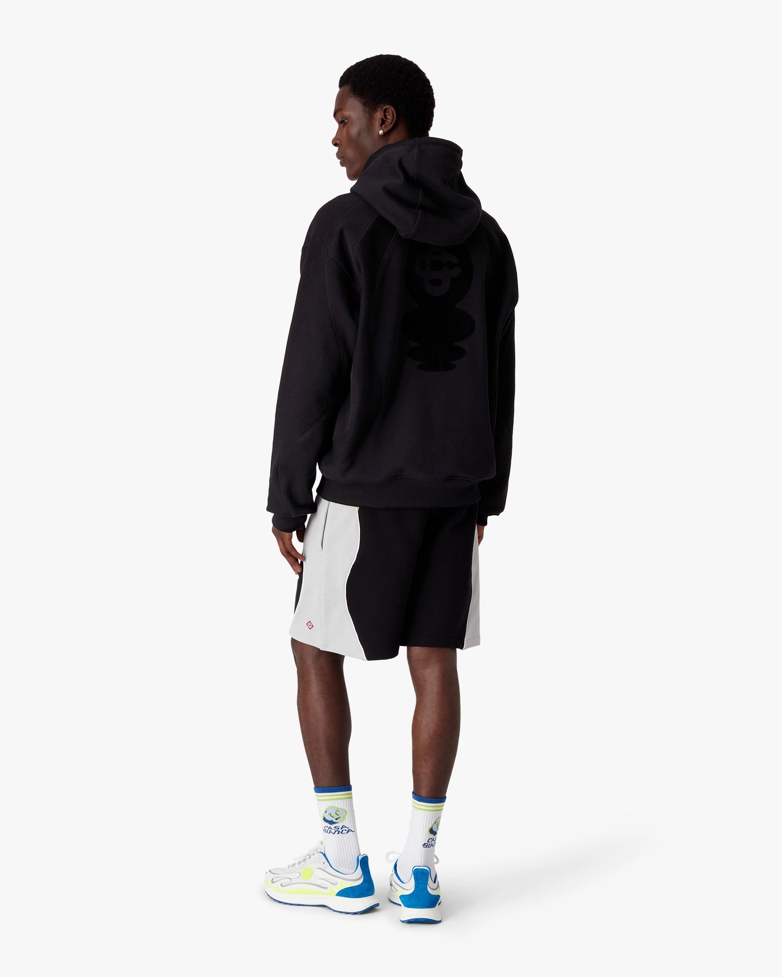 Black Squash Logo Flock Print Hooded Sweatshirt