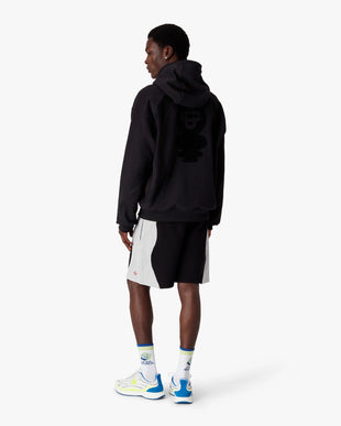 Black Squash Logo Flock Print Hooded Sweatshirt