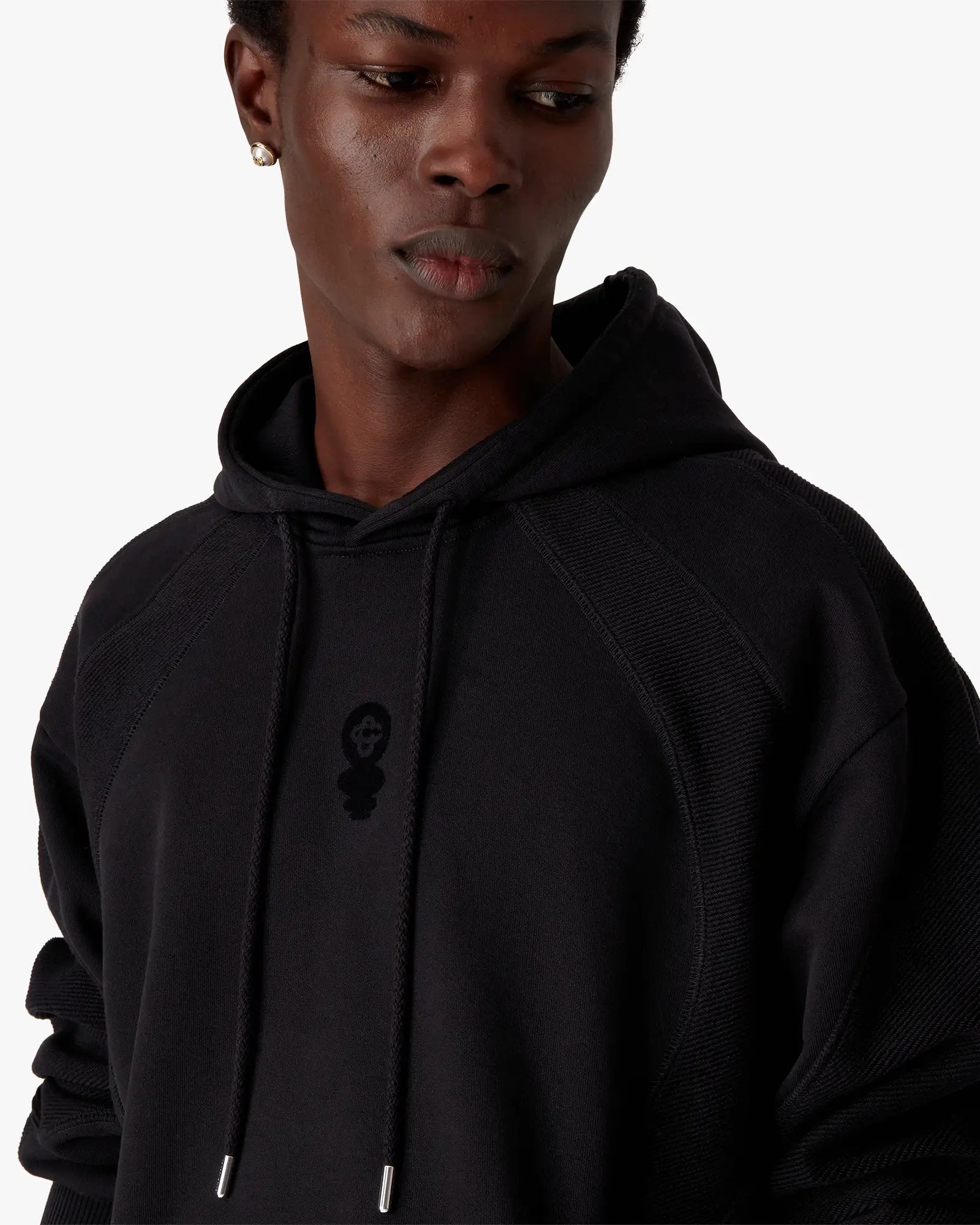 Black Squash Logo Flock Print Hooded Sweatshirt