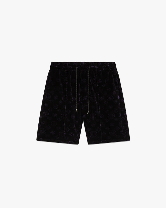 Purple Monogram Velour Shorts