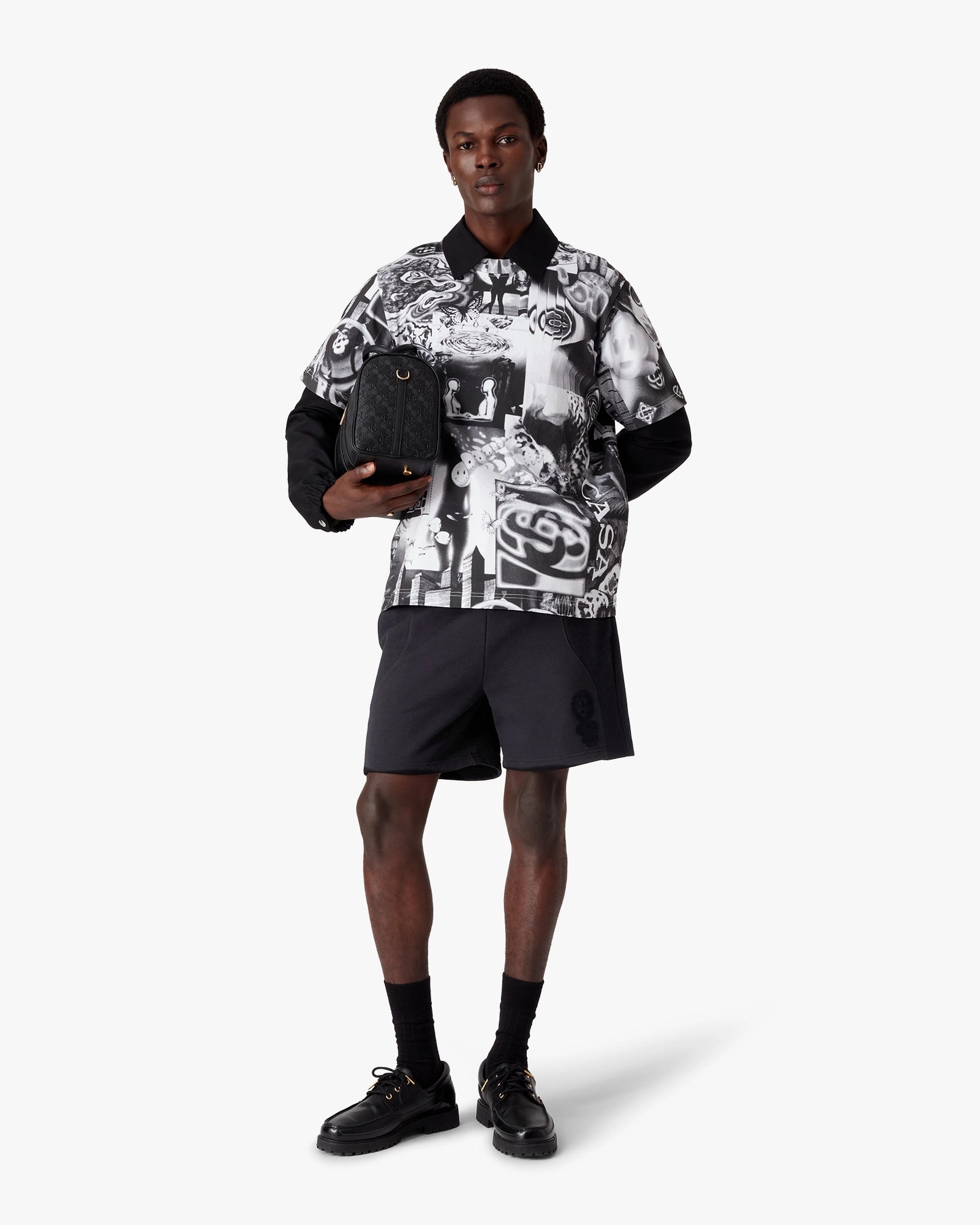 Short de survêtement noir à logo floqué Squash