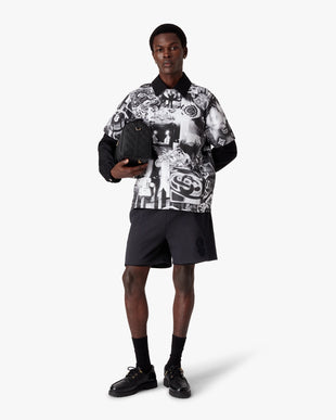 Black Squash Logo Flock Print Sweatshorts