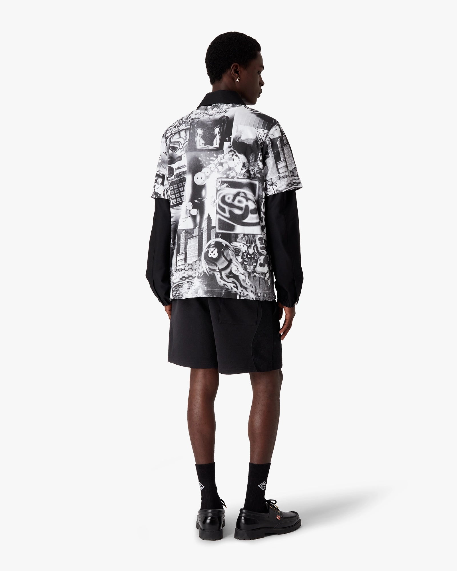 Short de survêtement noir à logo floqué Squash