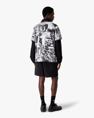 Black Squash Logo Flock Print Sweatshorts