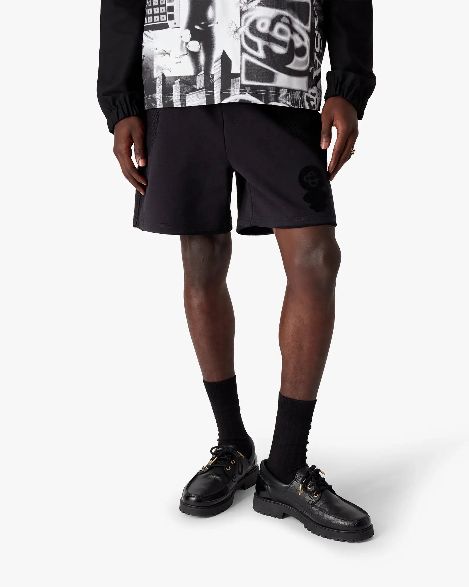 Short de survêtement noir à logo floqué Squash