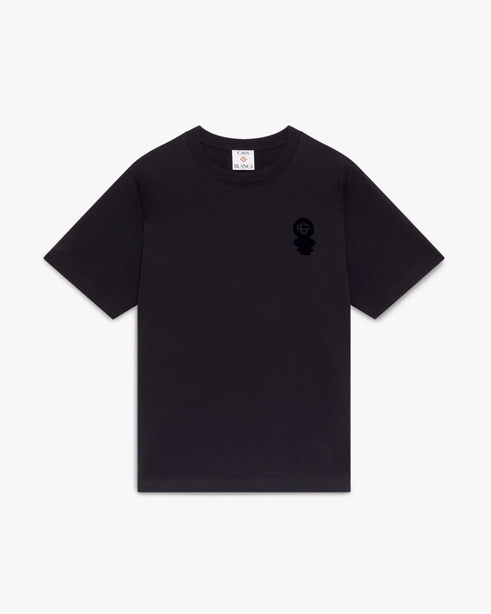 Black Squash Logo Flock Short Sleeve T-Shirt