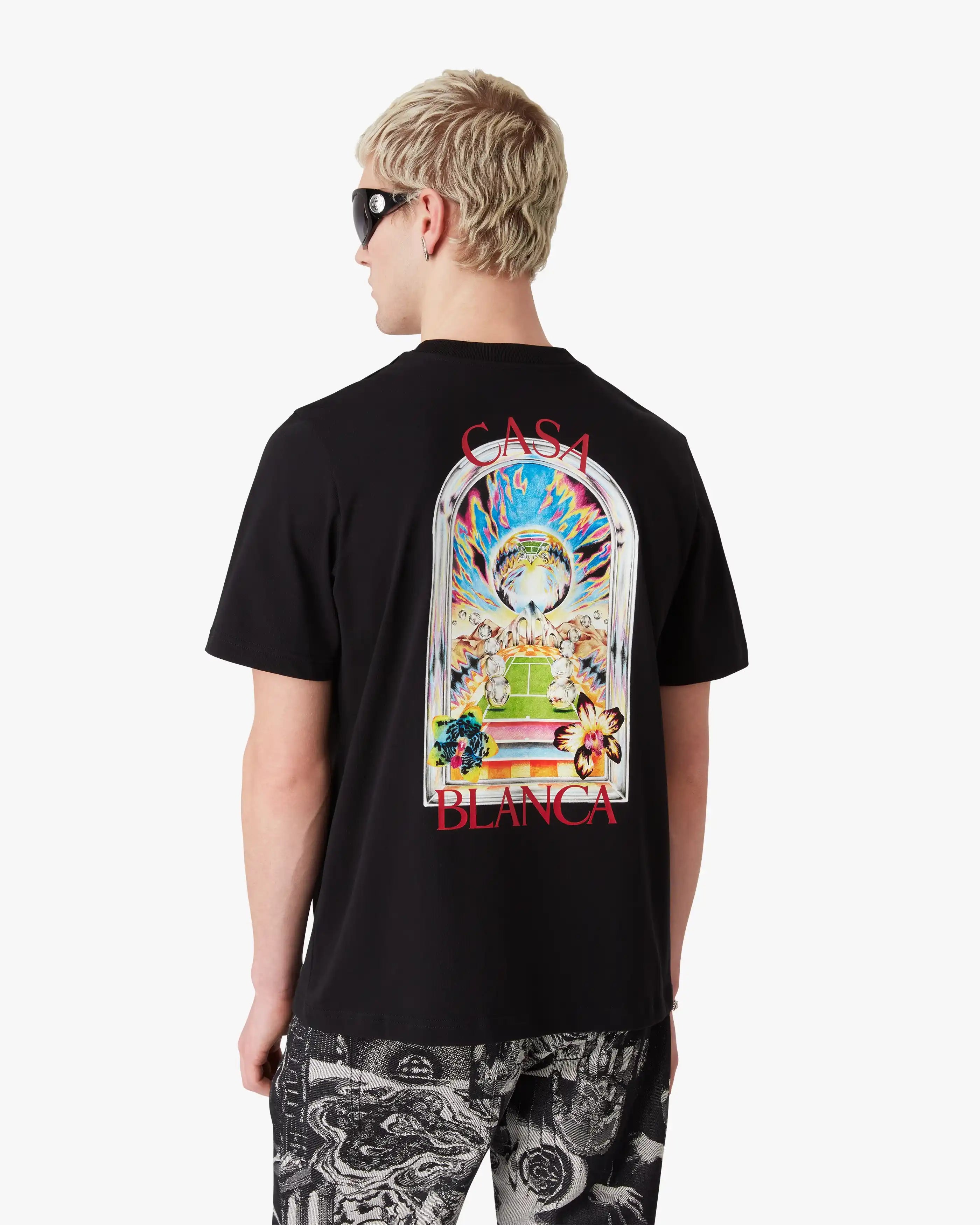 Black Tennis Landscape Short Sleeve T-Shirt