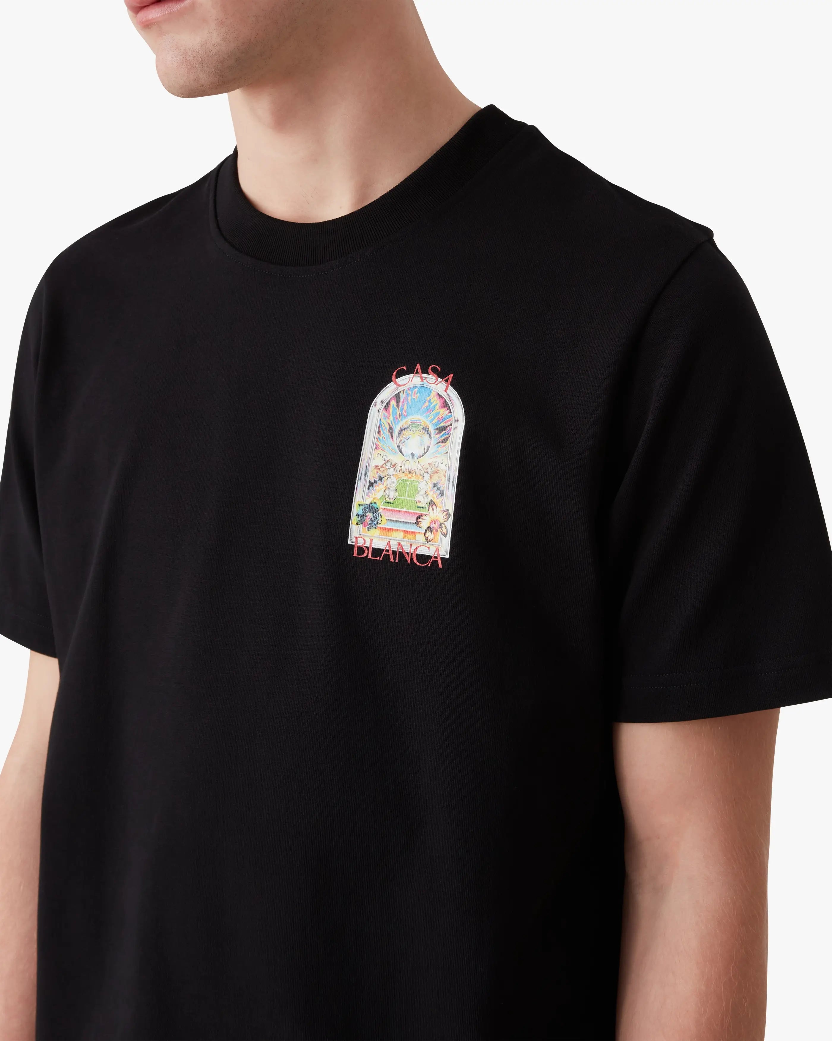 Black Tennis Landscape Short Sleeve T-Shirt