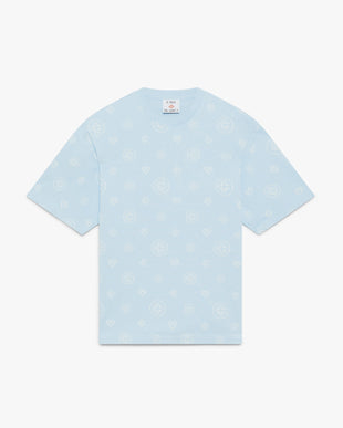 Blue Applique Monogram Oversized Short Sleeve T-Shirt