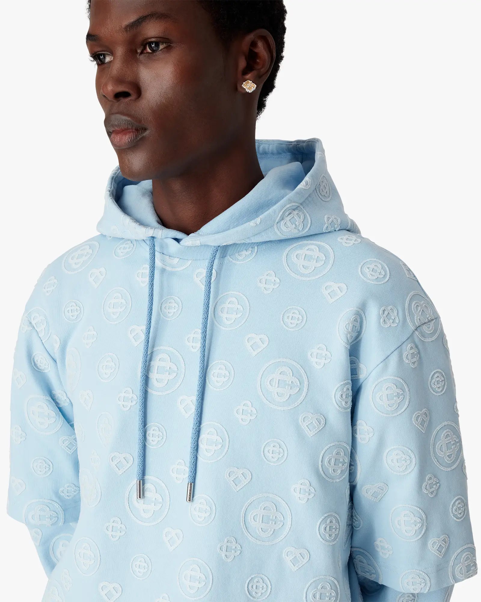 Blue Applique Monogram Oversized Short Sleeve T-Shirt