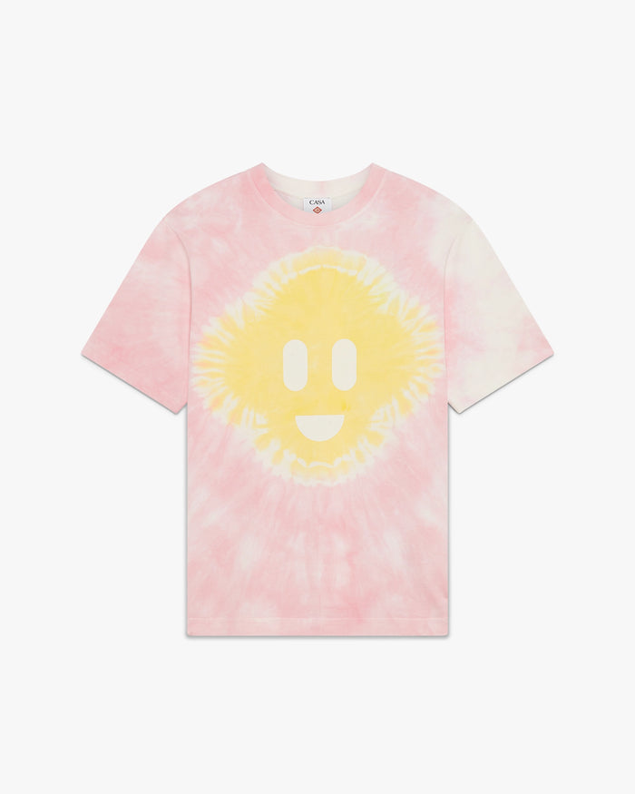 Pink Tie Dye Oversized CC Smile Short Sleeve T-Shirt