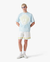 Blue Tie Dye Oversized CC Smile Short Sleeve T-Shirt